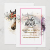 馬の顔と花のリース。 招待状 (正面/裏面)