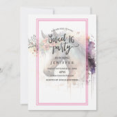 馬の顔と花のリース。 招待状 (正面)