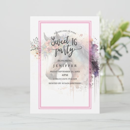 馬の顔と花のリース。 招待状 (スタンド正面)