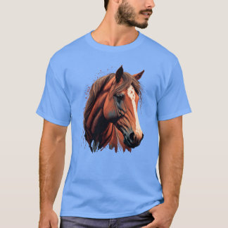 馬の顔のデジタルイラスト ファミリー Tシャツ