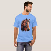 馬の顔のデジタルイラスト ファミリー Tシャツ (正面フル)
