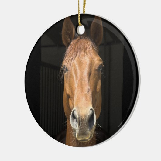 馬の顔の写真 セラミックオーナメント (左)
