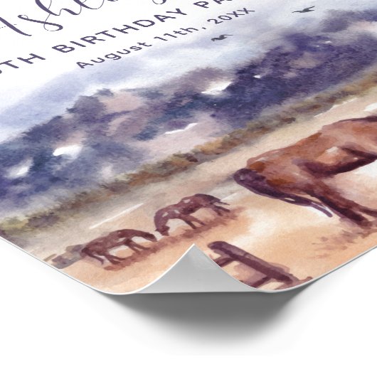 馬の風景マイルストーンバースデーパーティーへようこそ ポスター (角)