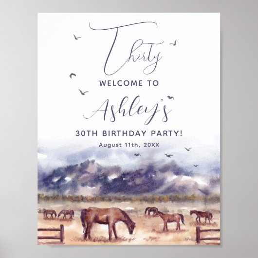 馬の風景マイルストーンバースデーパーティーへようこそ ポスター (正面)