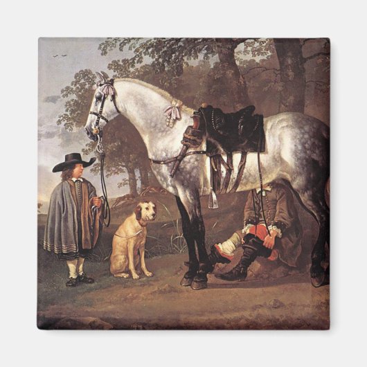 馬の風景Aelbert Cuyp マグネット (正面)