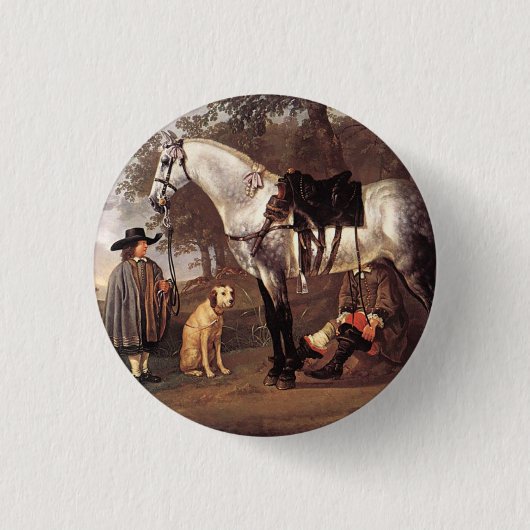 馬の風景Aelbert Cuyp 缶バッジ (正面)