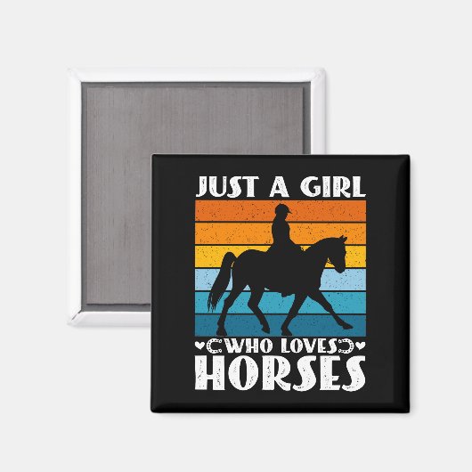 馬の飼い主を愛するおもしろい少女 マグネット (正面/裏面)
