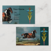 馬の飼育と金ゴールドの獣医シンボル 名刺 (正面/裏面)