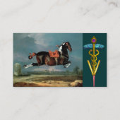 馬の飼育と金ゴールドの獣医シンボル 名刺 (裏面)