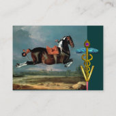 馬の飼育"金ゴールドカドゥセウス獣医シンボル 名刺 (裏面)