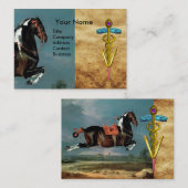 馬の飼育"金ゴールドカドゥセウス獣医シンボル 名刺 (正面/裏面)