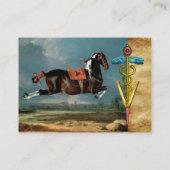 馬の飼育"金ゴールドカドゥセウス獣医シンボル 名刺 (裏面)