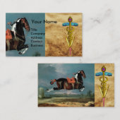 馬の飼育"金ゴールドカドゥセウス獣医シンボル 名刺 (正面/裏面)