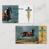 馬の飼育"金ゴールドカドゥセウス獣医シンボル 名刺 (正面/裏面)