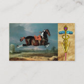 馬の飼育"金ゴールドカドゥセウス獣医シンボル 名刺 (裏面)