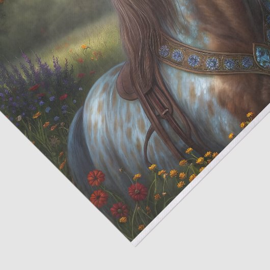 馬の飾牧草地のデコページ 薄葉紙 (詳細)