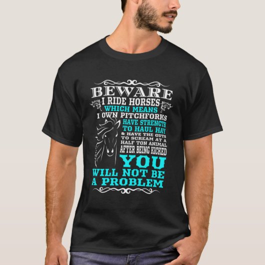 馬の馬に乗る用心 Tシャツ (正面)