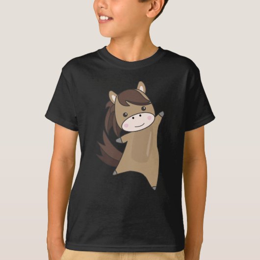 馬の馬のライダーキュートな動物ブラウン Tシャツ (正面)
