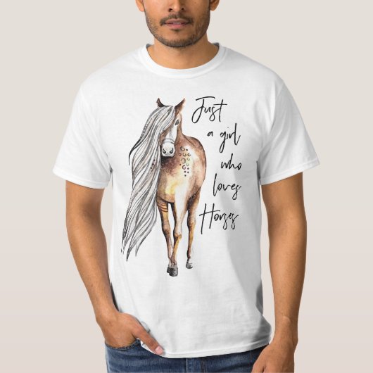 馬の馬の姉妹を愛するちょうど女の子 Tシャツ (正面)
