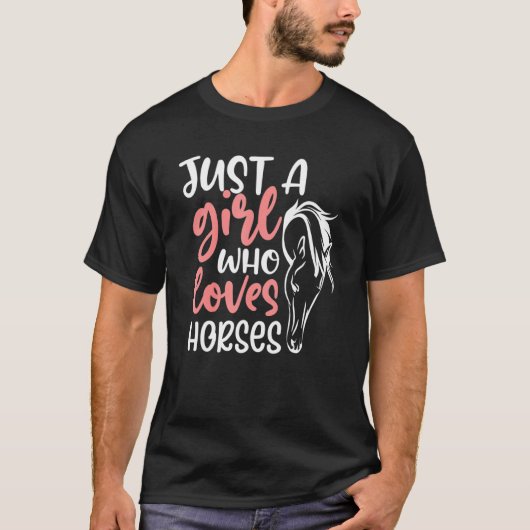 馬の馬の馬乗り馬乗り馬乗りを愛しているだけの女の子 Tシャツ (正面)