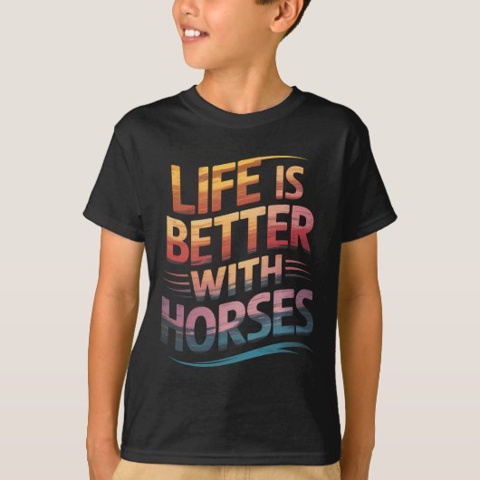 馬の馬の馬Rで可愛い生活がより良い Tシャツ (正面)