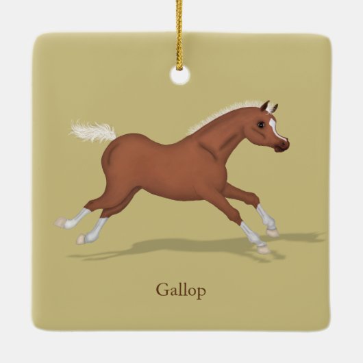 馬の馬乗りのギャロピングソレルゲイト セラミックオーナメント (裏面)