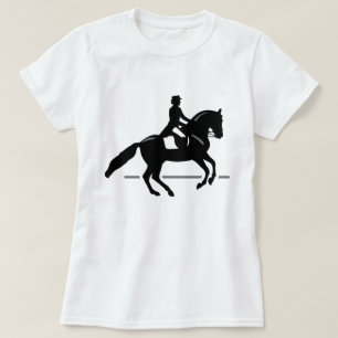 馬の馬場馬術の騎手のシルエット Tシャツ