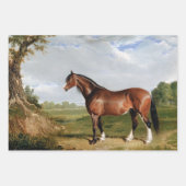 馬の馬術の油絵ヴィンテージデコページ ラッピングペーパーシート (正面3)