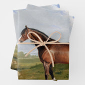 馬の馬術の油絵ヴィンテージデコページ ラッピングペーパーシート (インサイチュ)