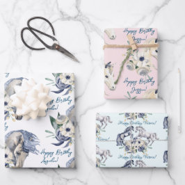 馬の馬術馬好き パーソナライズされた ラッピングペーパーシート