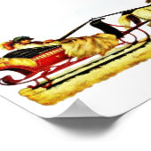 馬の馬車に乗る3人 ポスター (角)