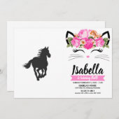 馬の黒いシルエット – 背景の色を選択 招待状 (正面/裏面)