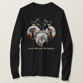 馬の黒と金ゴールドクリスマスピース引用文 Tシャツ