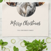 馬の黒と金ゴールドクリスマス引用文 キッチンタオル (折り畳み)