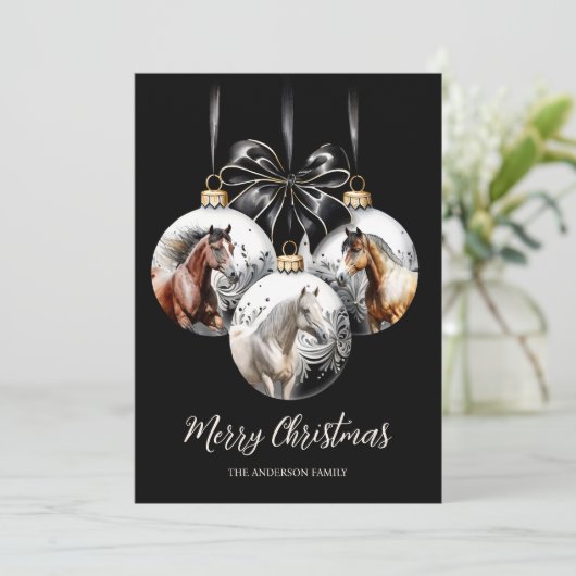 馬の黒と金ゴールドクリスマス引用文 シーズンカード (スタンド正面)