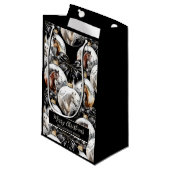 馬の黒と金ゴールドクリスマス引用文 スモールペーパーバッグ (正面アングル)