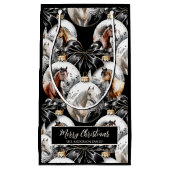 馬の黒と金ゴールドクリスマス引用文 スモールペーパーバッグ (正面)