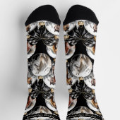 馬の黒と金ゴールドクリスマス引用文 ソックス (上部)