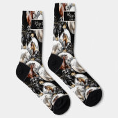 馬の黒と金ゴールドクリスマス引用文 ソックス (右)