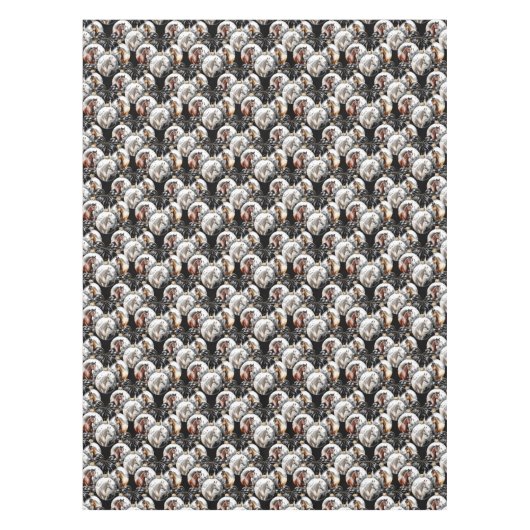 馬の黒と金ゴールドクリスマス引用文 テーブルクロス (正面)