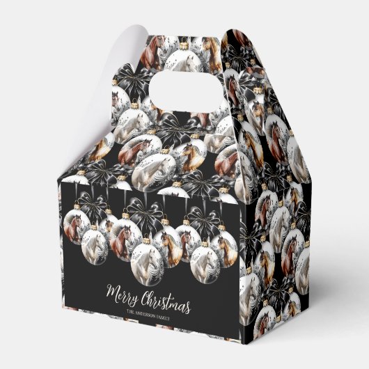 馬の黒と金ゴールドクリスマス引用文 フェイバーボックス (正面サイド)