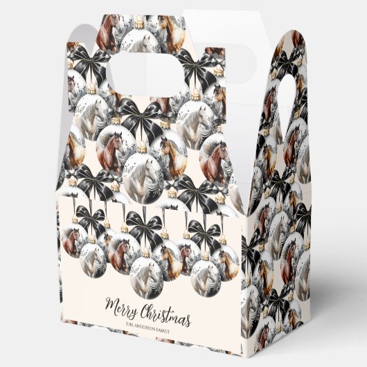 馬の黒と金ゴールドクリスマス引用文 フェイバーボックス (オープン)