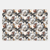 馬の黒と金ゴールドクリスマス引用文 ラッピングペーパーシート (正面3)