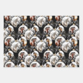 馬の黒と金ゴールドクリスマス引用文 ラッピングペーパーシート (正面2)