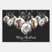 馬の黒と金ゴールドクリスマス引用文 ラッピングペーパーシート (正面)