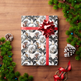 馬の黒と金ゴールドクリスマス引用文 ラッピングペーパー