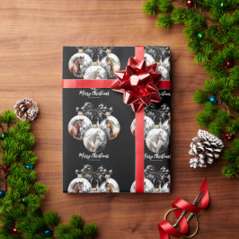馬の黒と金ゴールドクリスマス引用文 ラッピングペーパー