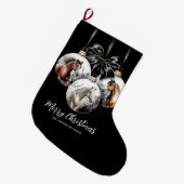 馬の黒と金ゴールドクリスマス引用文 ラージクリスマスストッキング (正面 (吊り時))