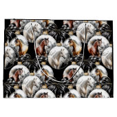 馬の黒と金ゴールドクリスマス引用文 ラージペーパーバッグ (裏面)