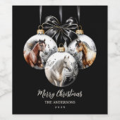 馬の黒と金ゴールドクリスマス引用文 ワインラベル (シングルラベル)